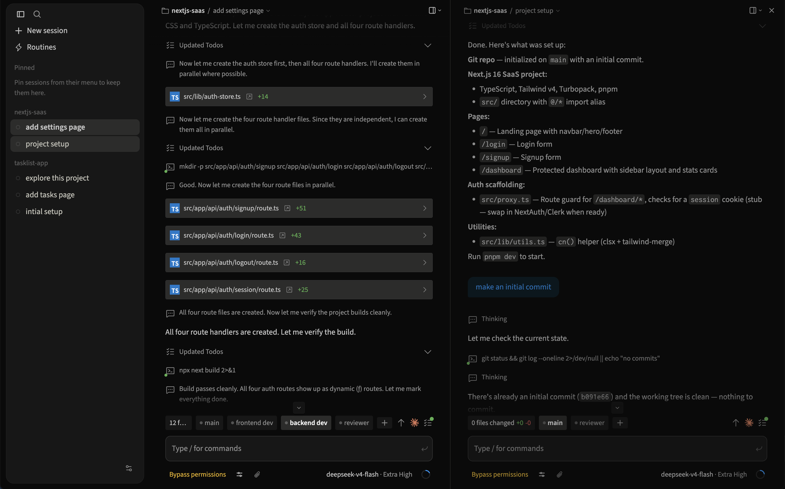 cdesktop interface: sessions sidebar, transcript with diff viewer, plan and preview panel