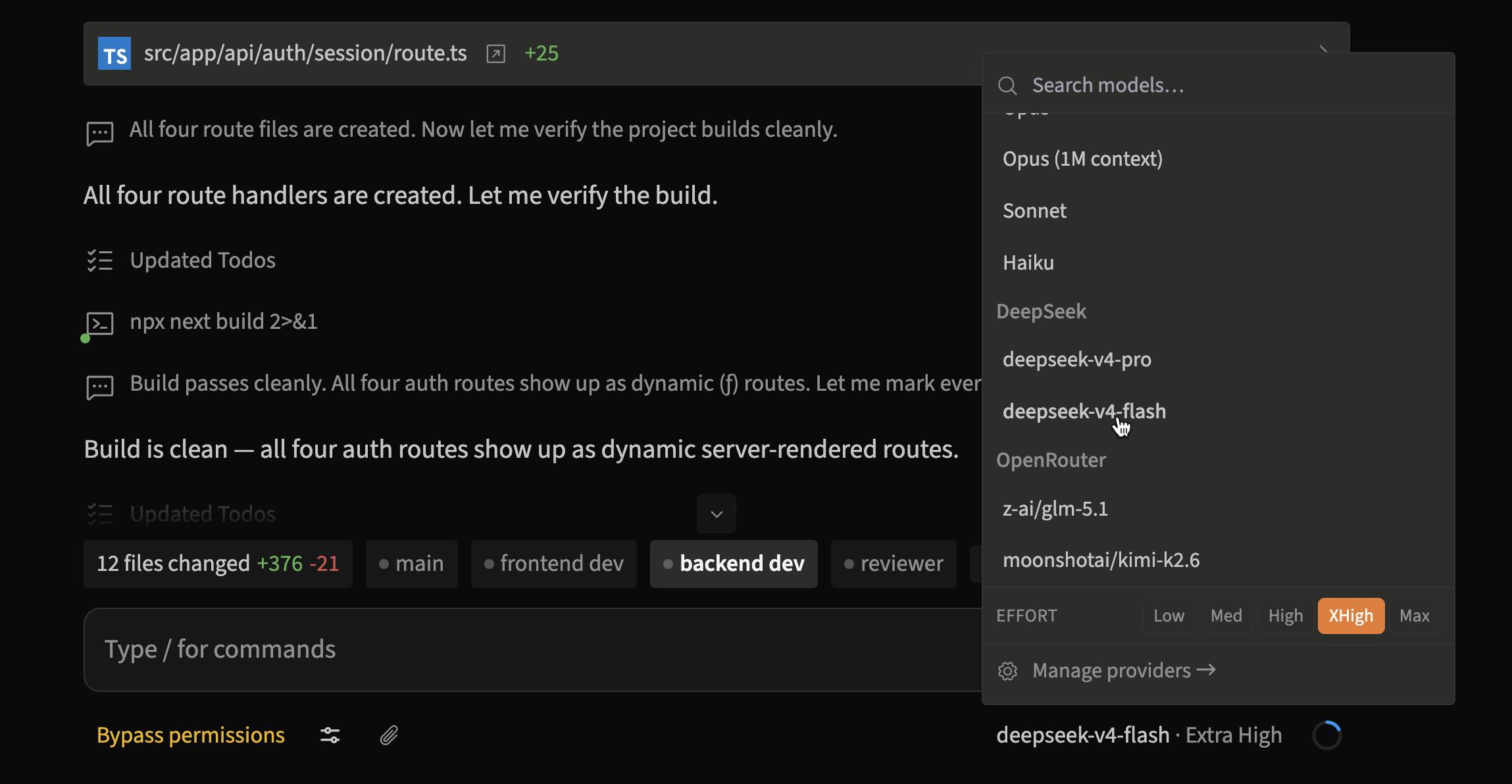 Provider settings and model picker